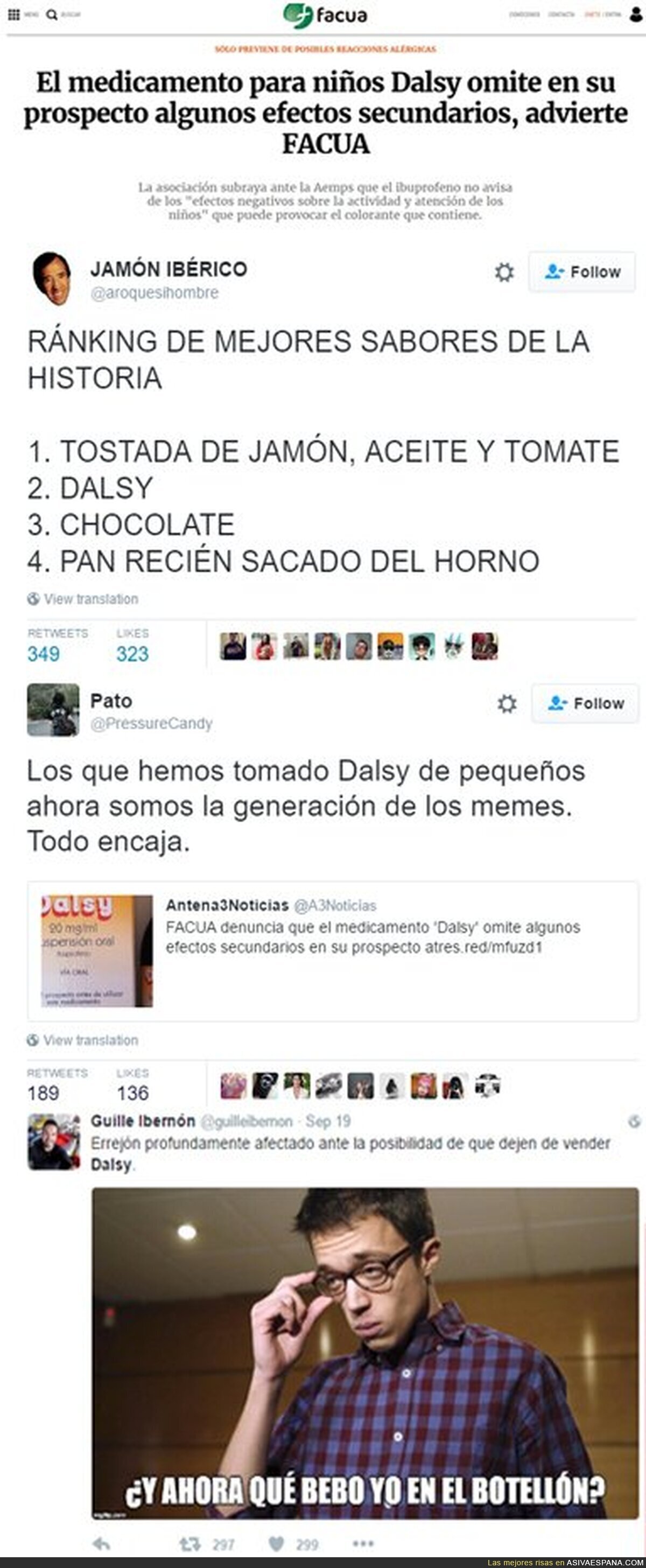 FACUA avisa de los efectos secundarios del medicamento Dalsy y en las redes la gente se ríe