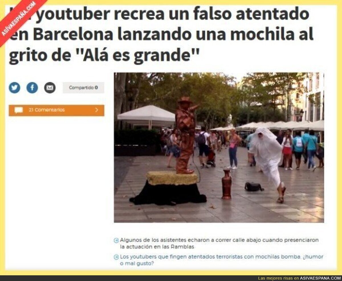 Un youtuber recrea un falso atentado en Barcelona