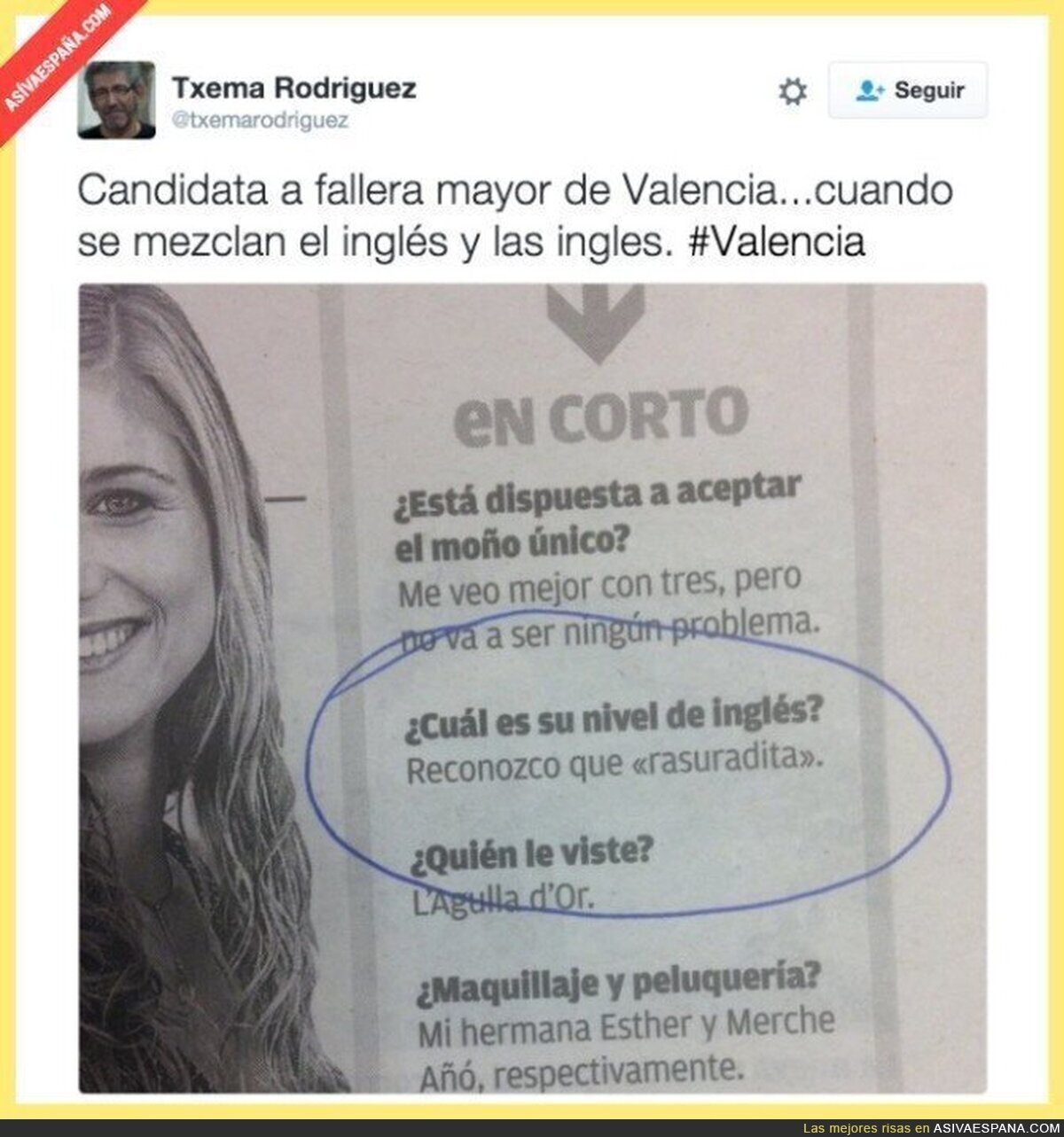 El problema con las tildes de la candidata a fallera mayor de Valencia