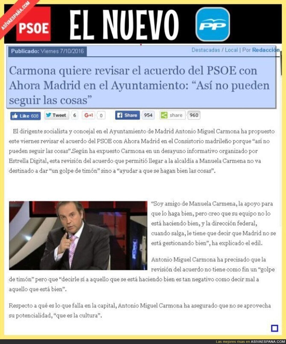 Poner a Rajoy en el Gobierno y a Esperanza Aguirre en Madrid. El PSOE es el nuevo PP