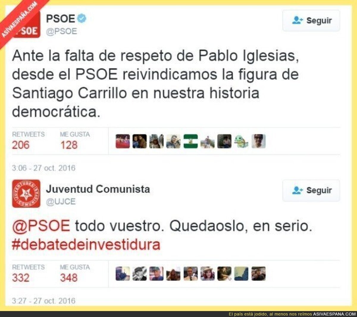 Respuesta al PSOE que se hacen los ofendidos