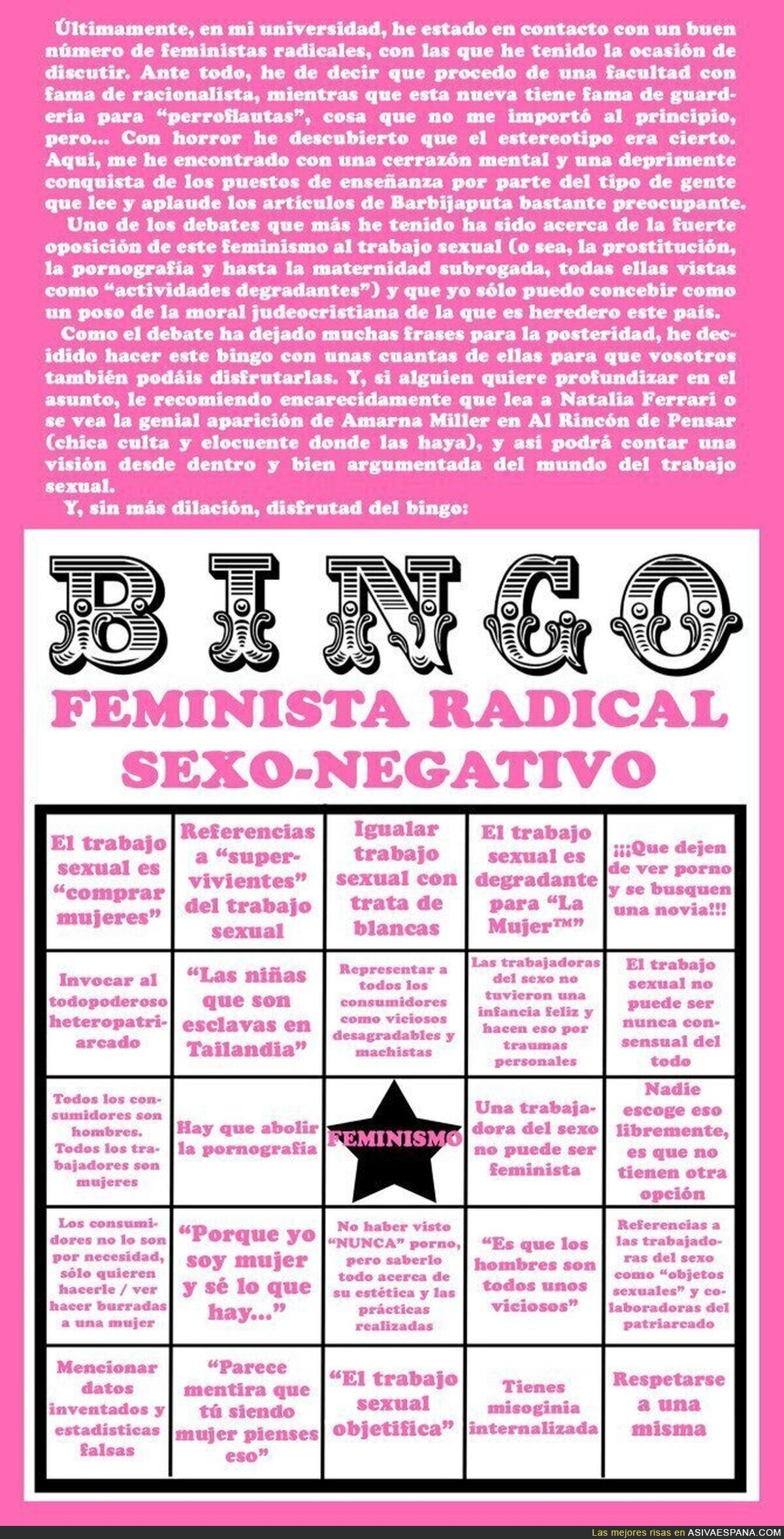 Bingo feminista radical