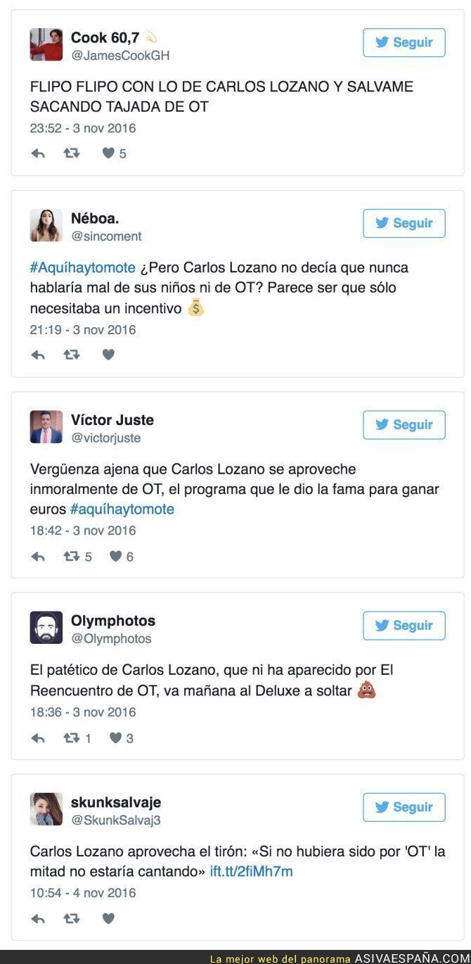 56684 - Carlos Lozano raja gratuitamente de los triunfitos y así se lo carga Twitter