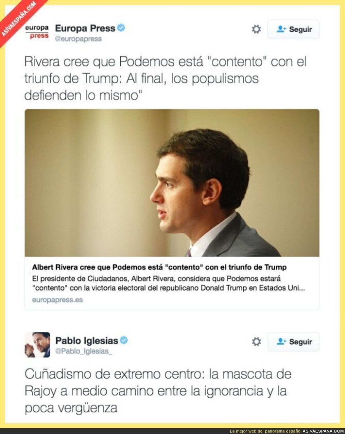 Pablo Iglesias retrata a Albert Rivera tras estas declaraciones sin sentido del de Ciudadanos