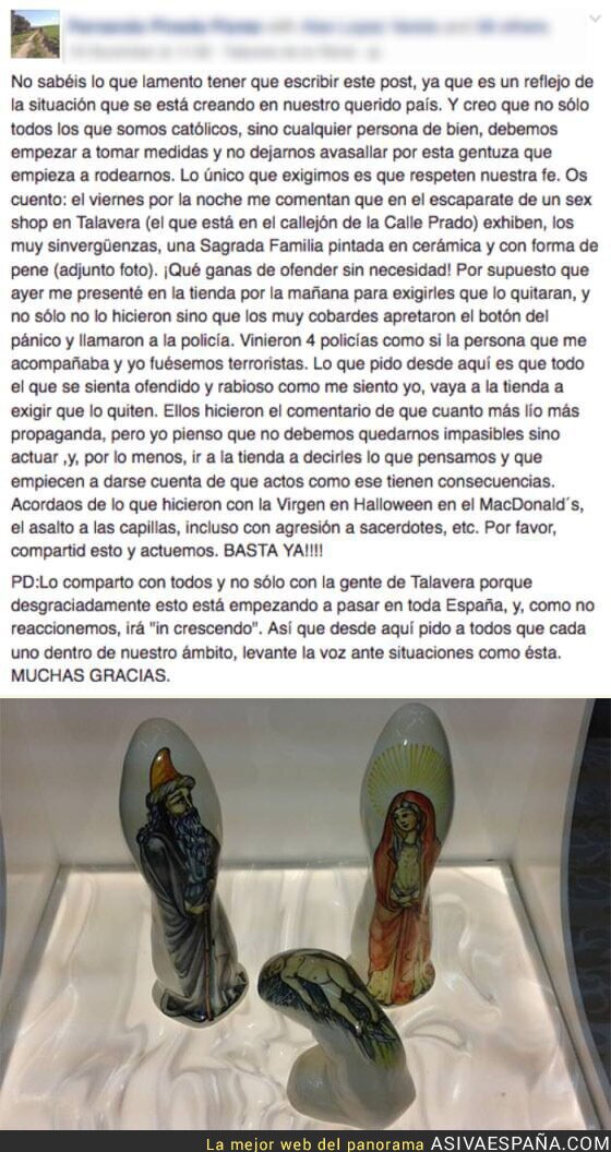 El polémico Belén de un sex shop de Talavera con formas de consoladores