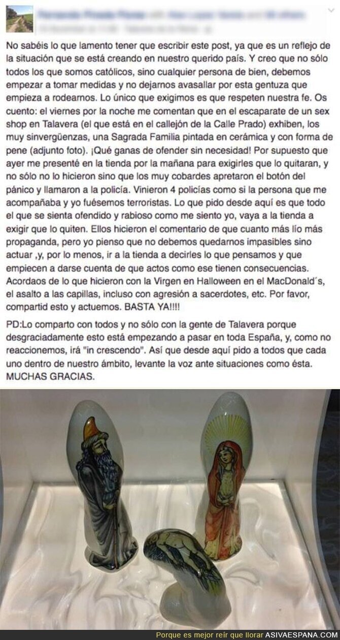 El polémico Belén de un sex shop de Talavera con formas de consoladores