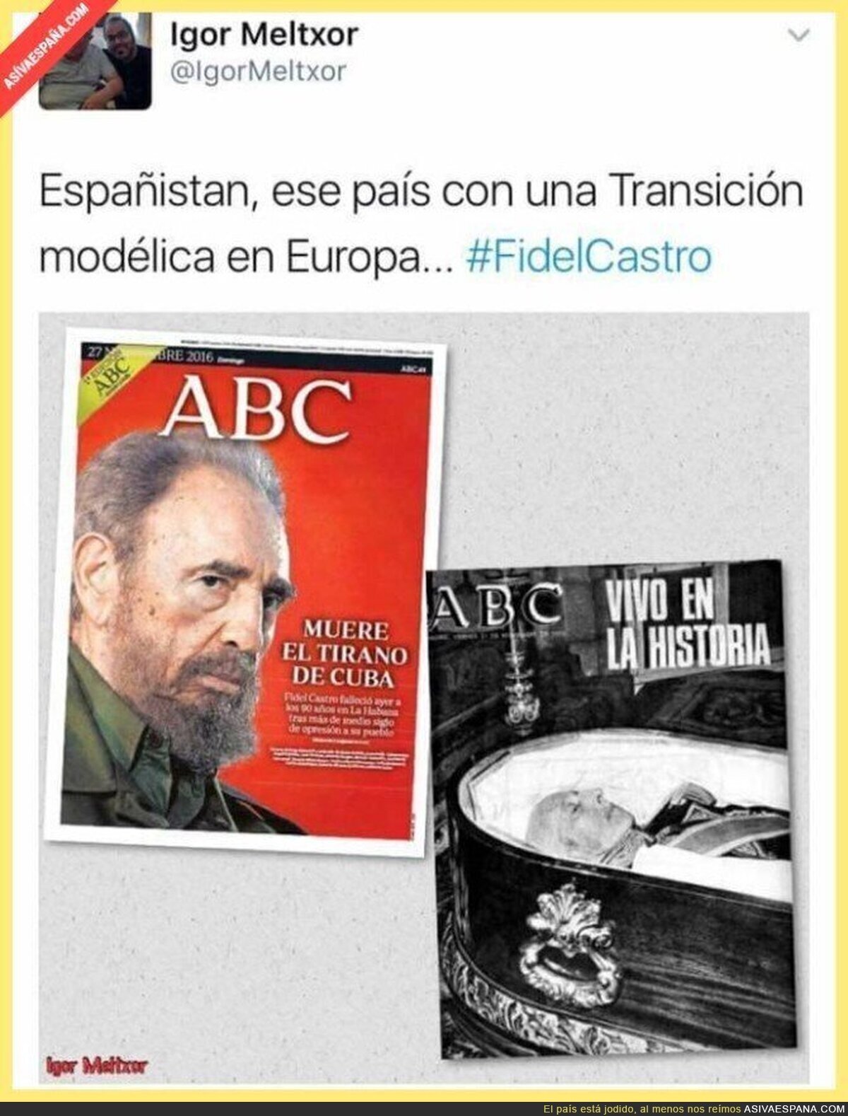 Las diferentes portadas del ABC entre la muerte de Fidel Castro y la de Franco