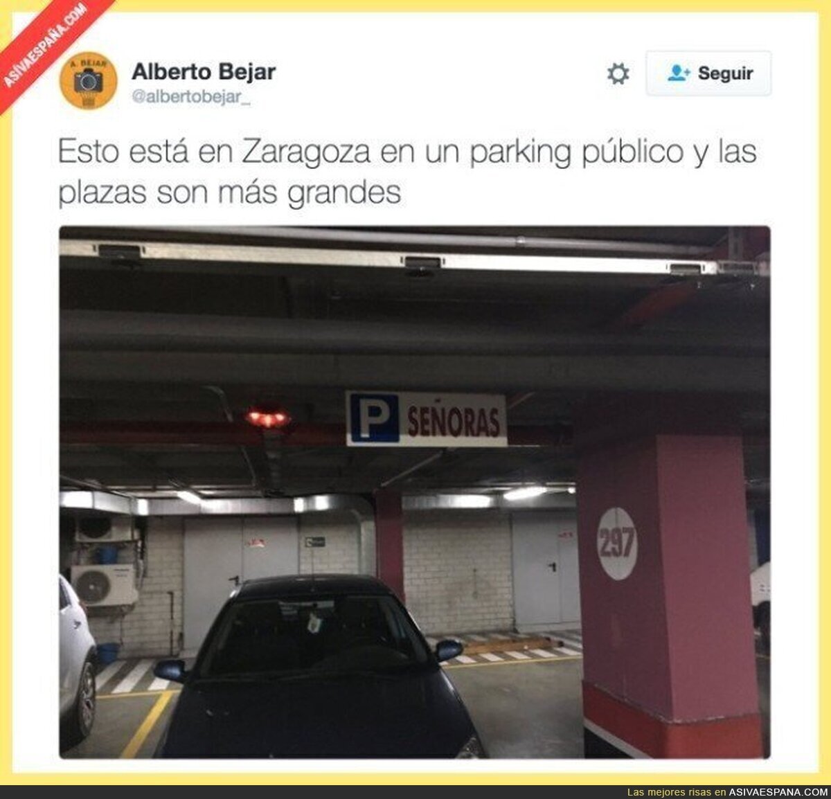 La sorpresa que te encuentras en un parking de Zaragoza...