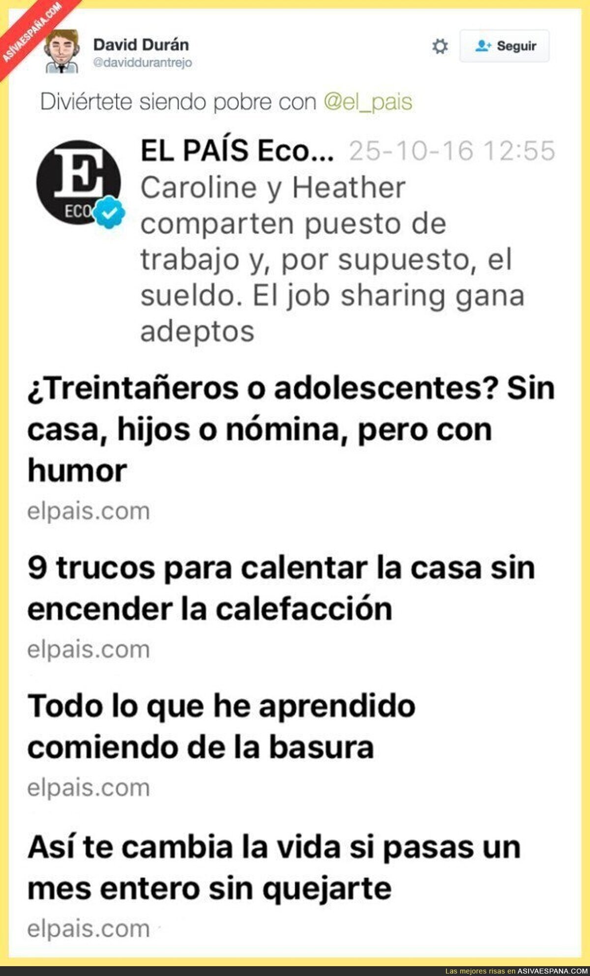 El País normalizando con humor el drama de la pobreza