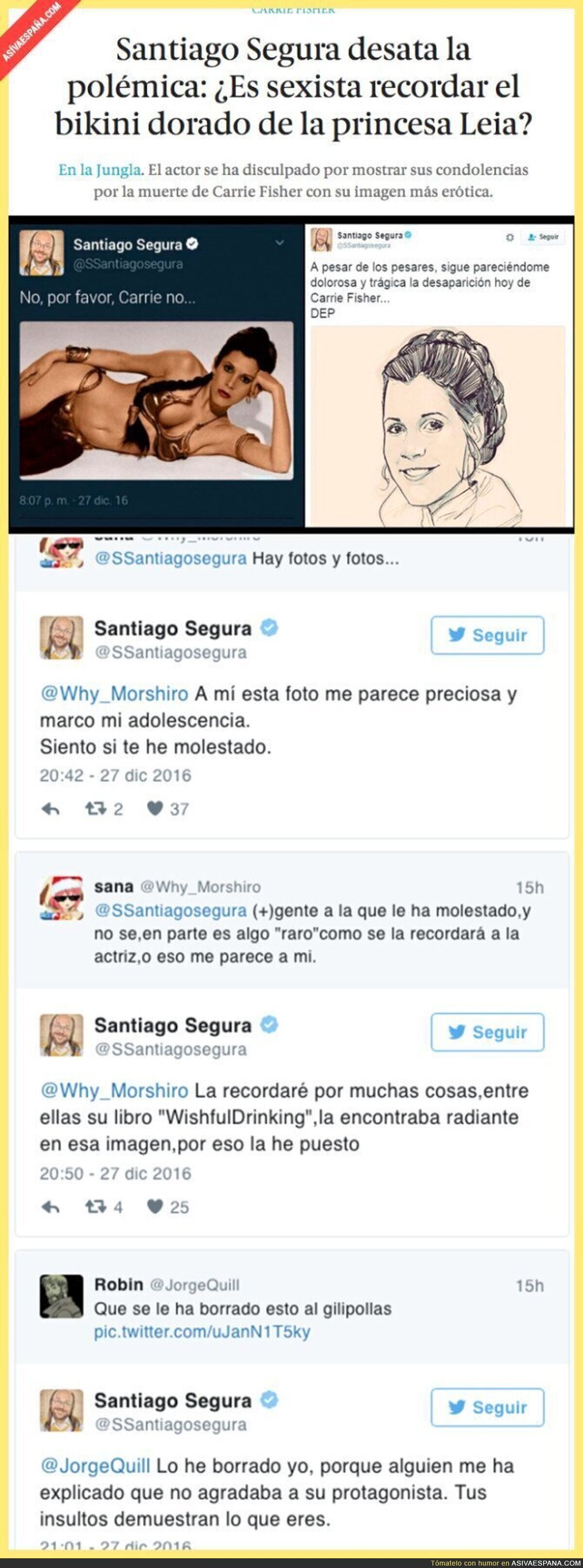 Indignación de todo internet contra Santiago Segura por despedir a la Princesa Leia con esta foto