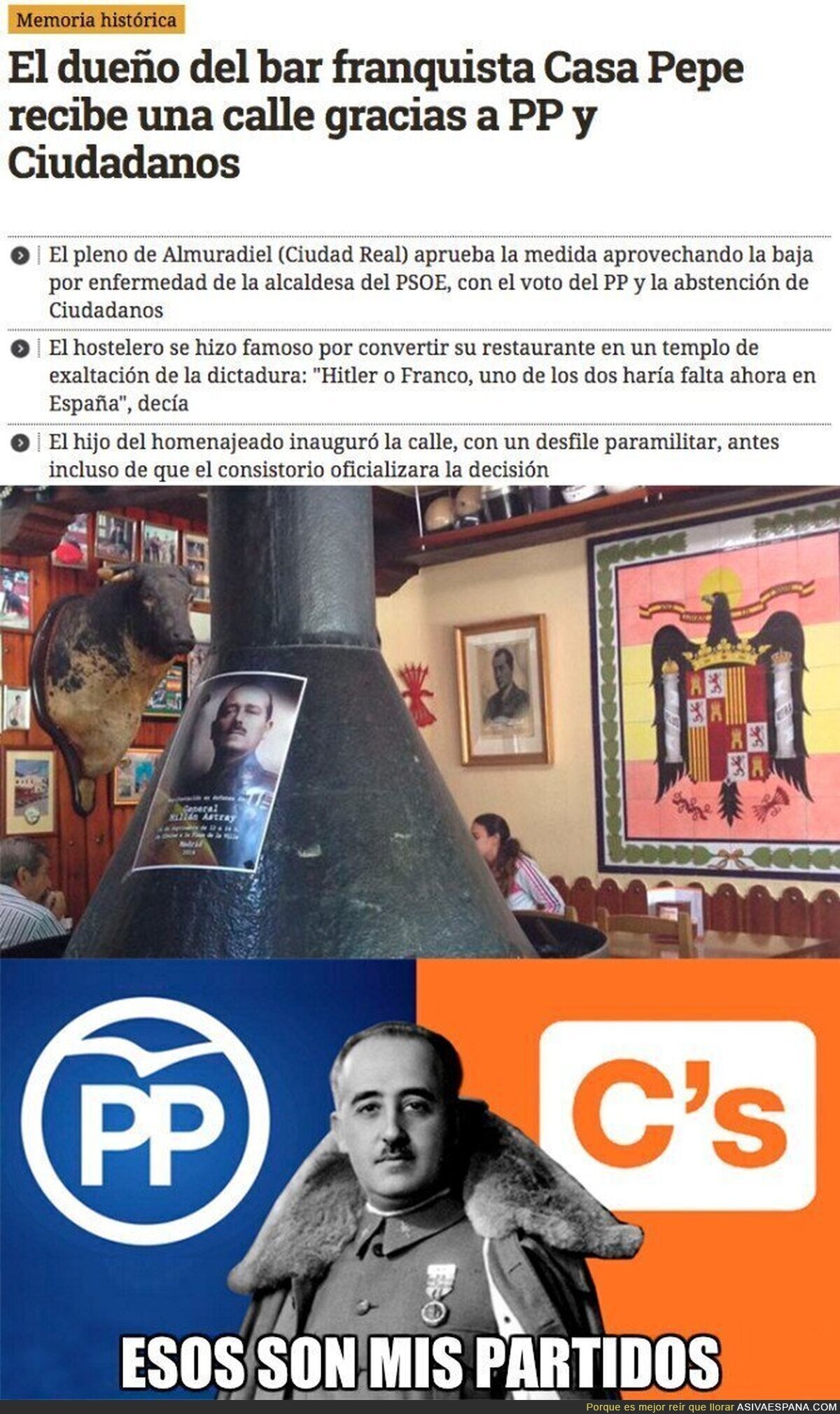 El homenaje de Ciudadanos y PP al famoso bar franquista Casa Pepe