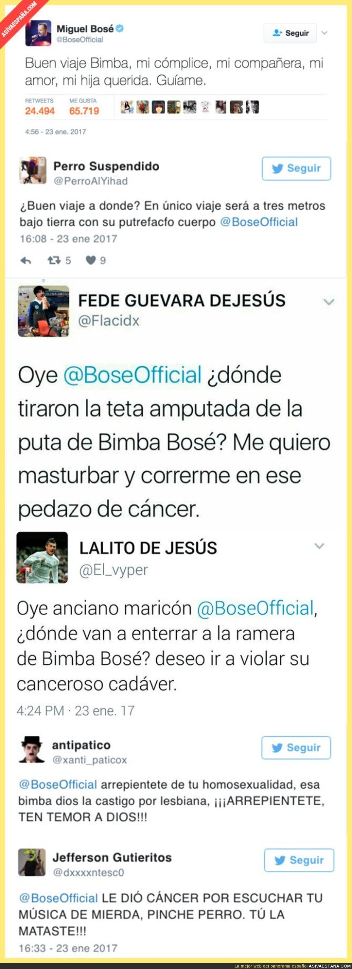 Los tuits sin piedad a Miguel Bosé tras la muerte de Bimba Bosé que están indignando a todo el mundo