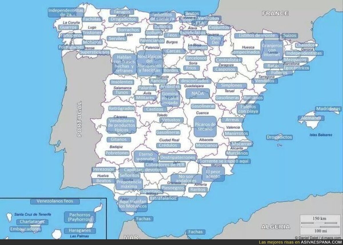 Los adjetivos más conocidos para los habitantes en cada región de España