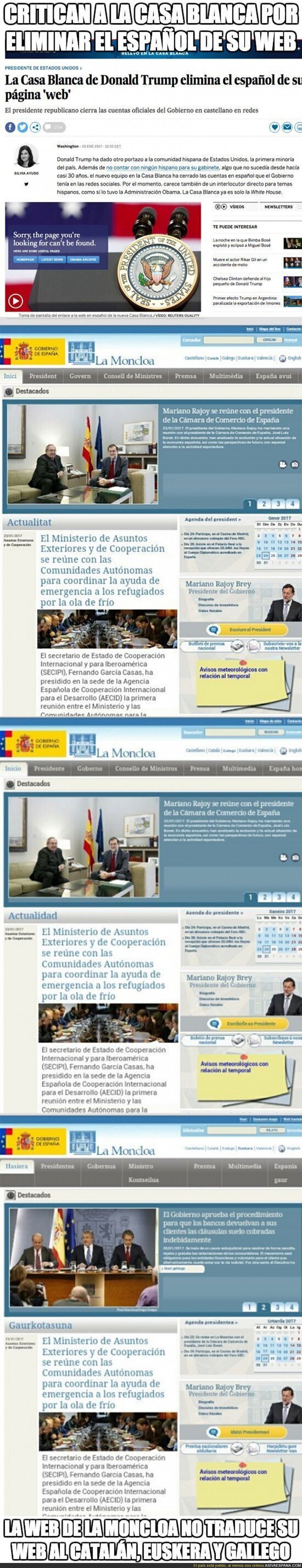 El Gobierno español no traduce su web al Catalán, Euskera y Gallego y nadie dice nada