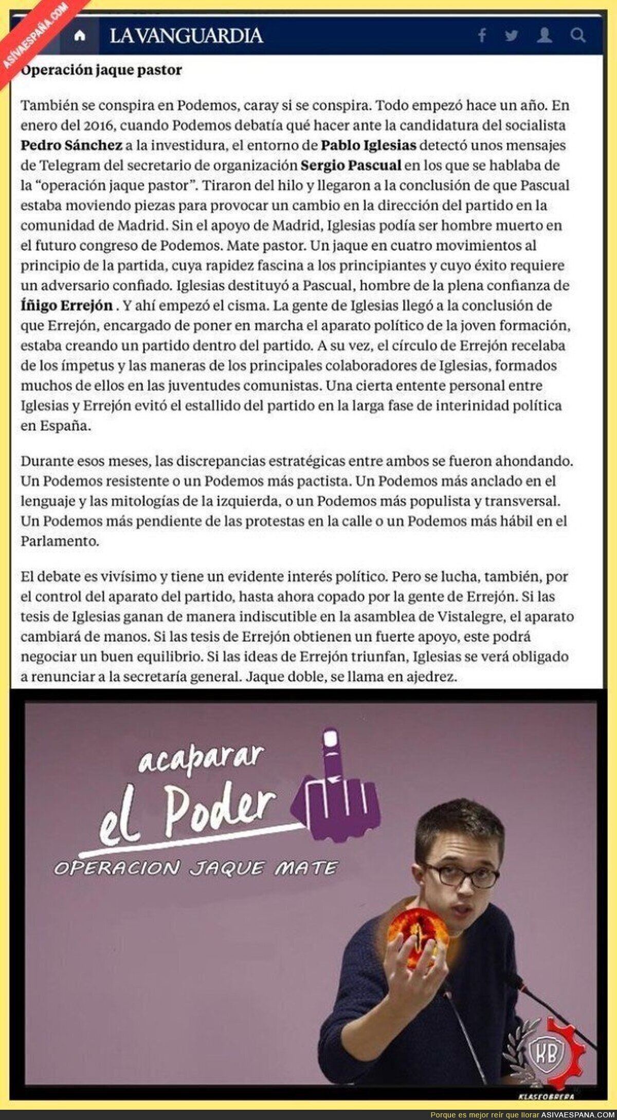 Asó intentó Errejón hacerse el control con Podemos Madrid