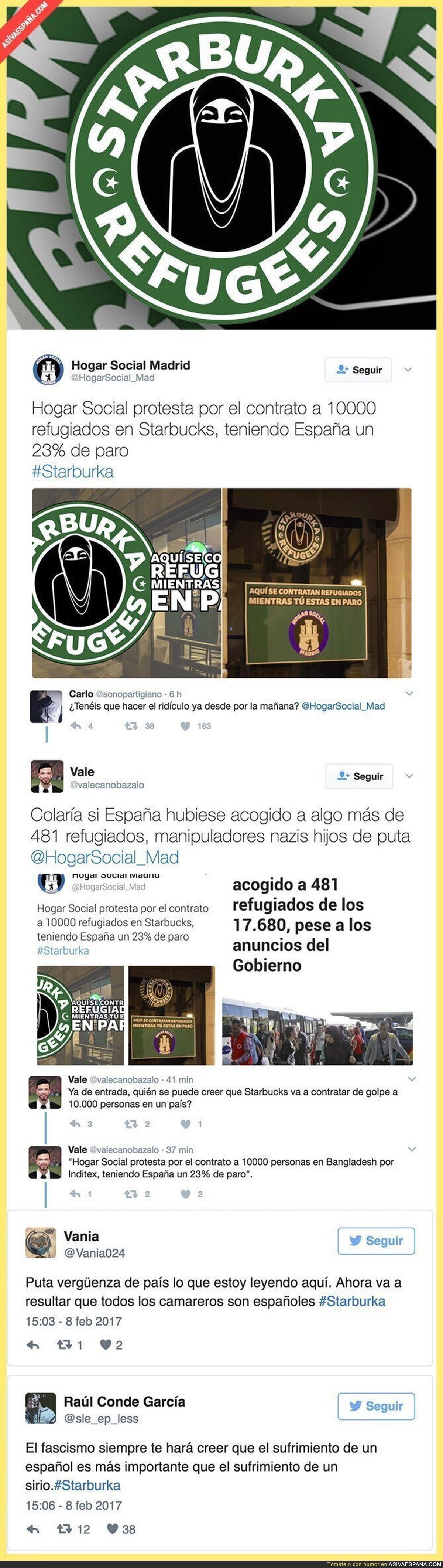 #StarBurka, así boicotean los nazis de Hogar Social Madrid los establecimientos de Starbucks