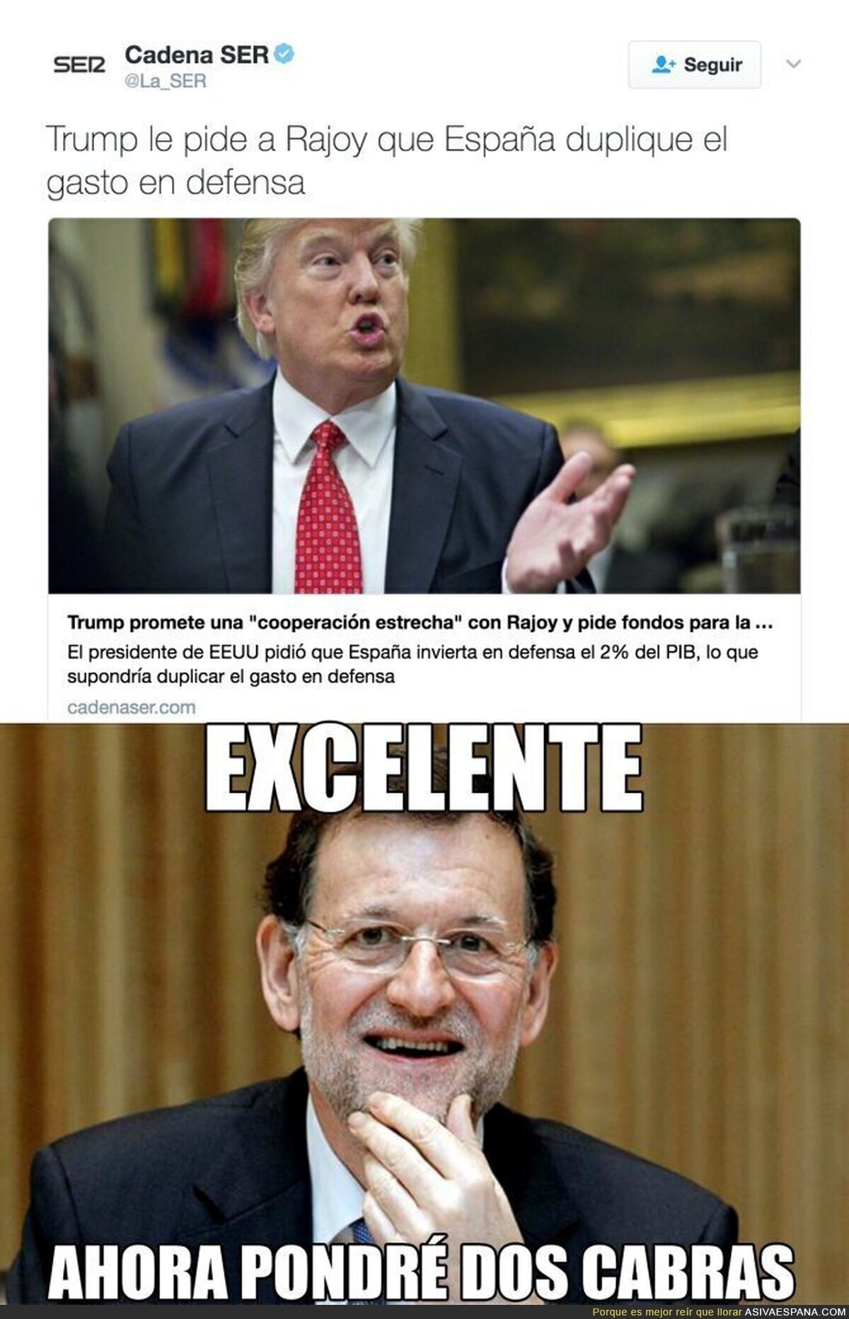 Rajoy sabe hacer feliz a Donald Trump