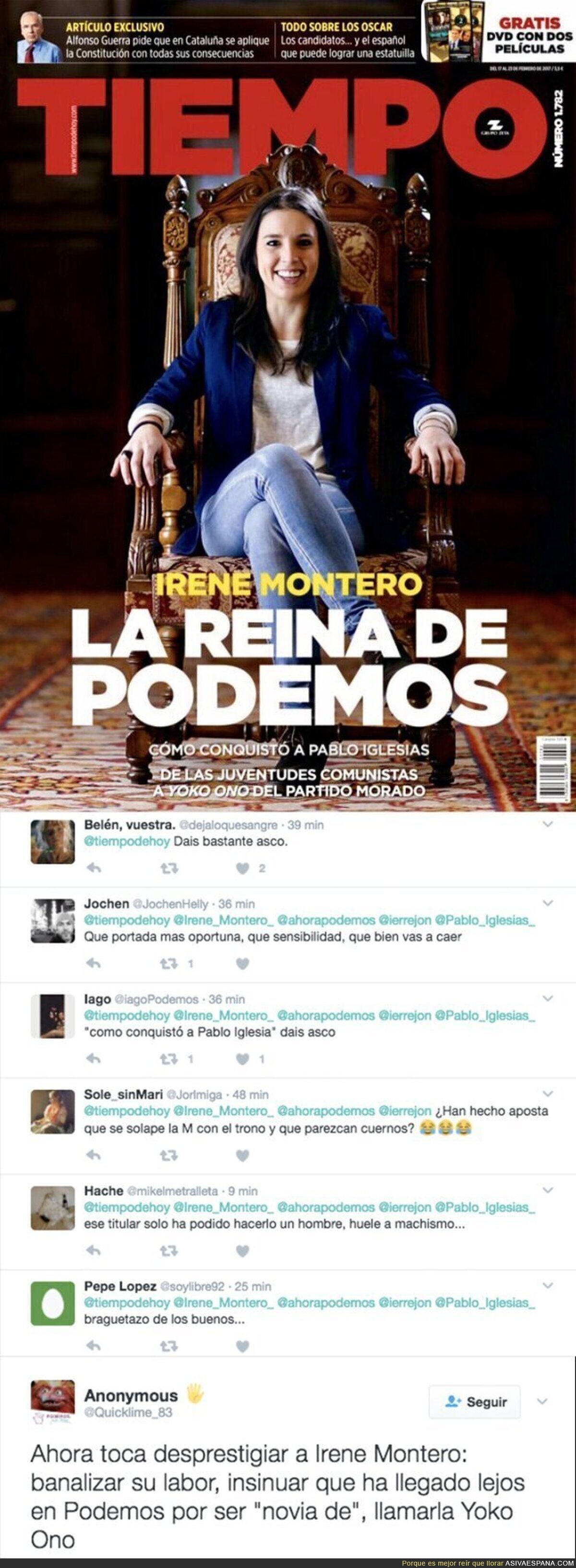 El machismo repugnante de la revista TIEMPO que califica así a Irene Montero (Podemos)