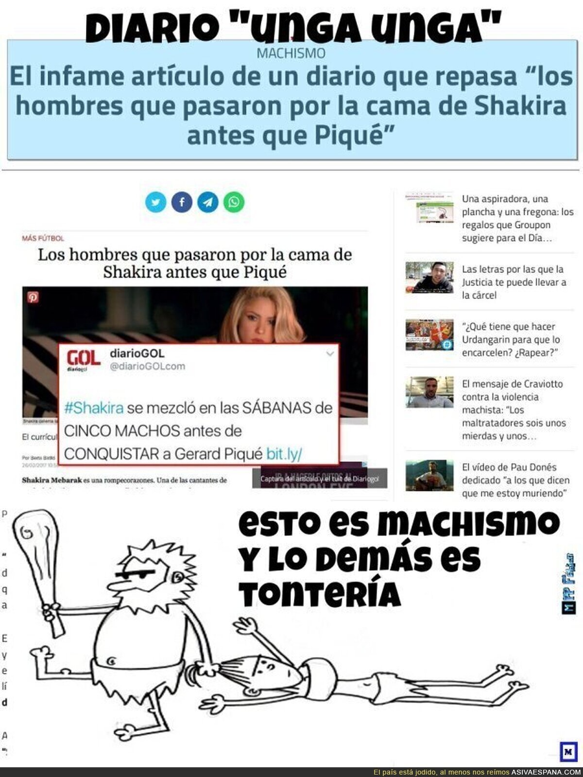 El machismo asqueroso de diarioGOL con esta noticia sobre Shakira