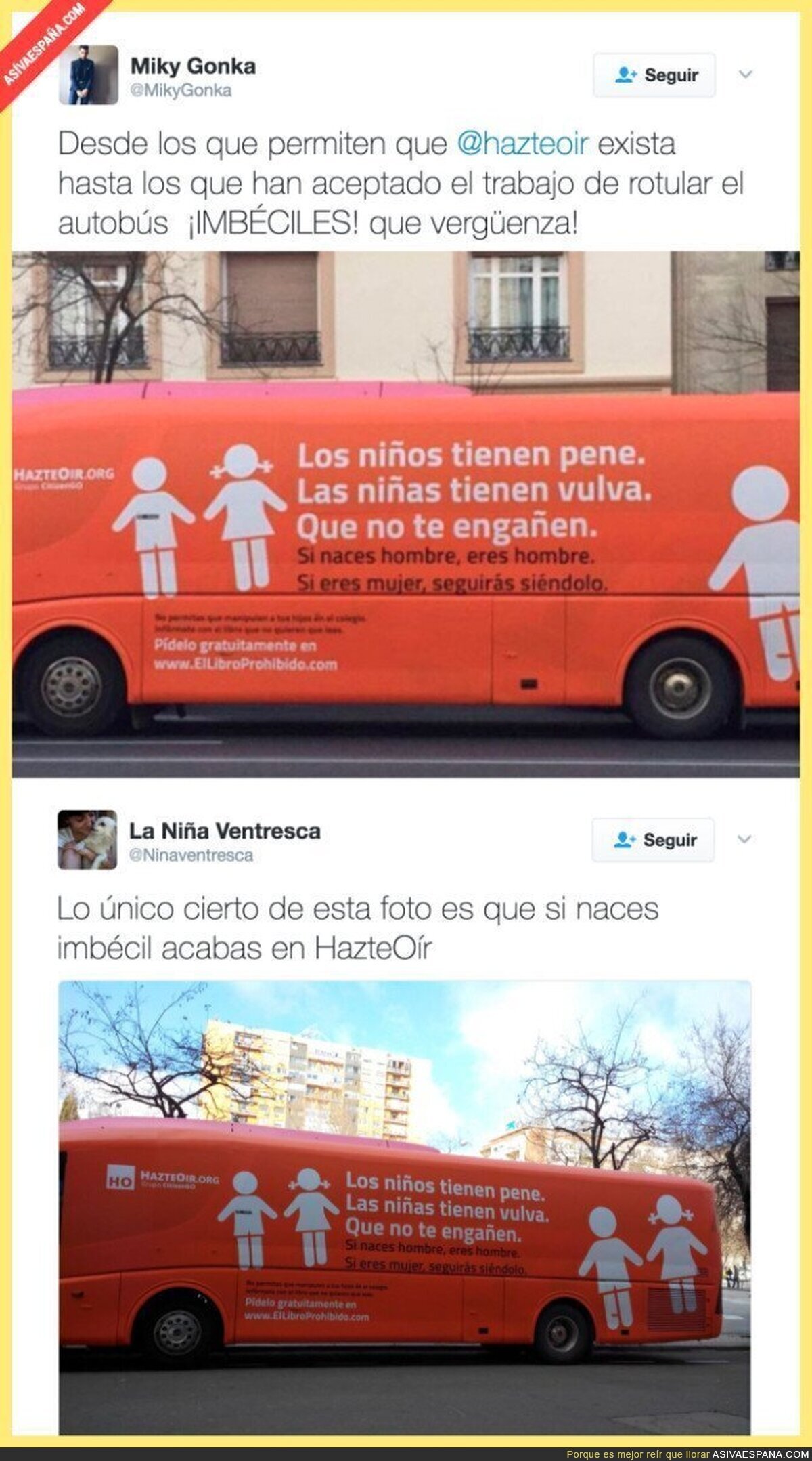 El polémico autobús rotulado por los ultras de HazteOír que incita a la transfobia