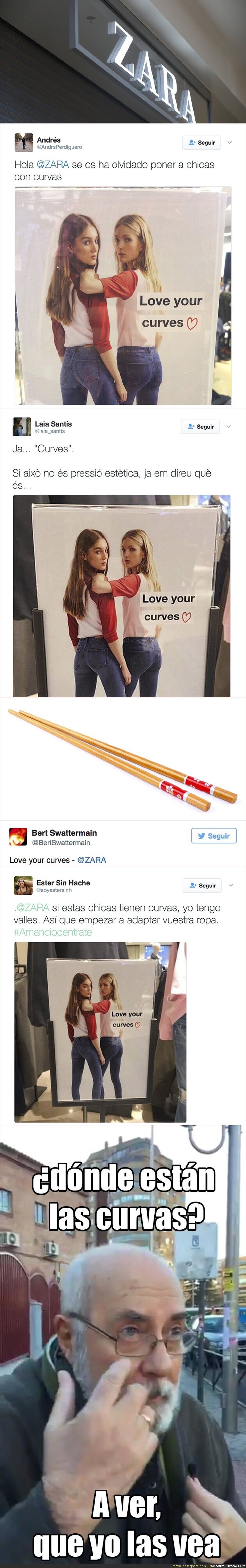 La polémica campaña de ZARA de pantalones con el lema "Love your curves" con modelos muy delgadas