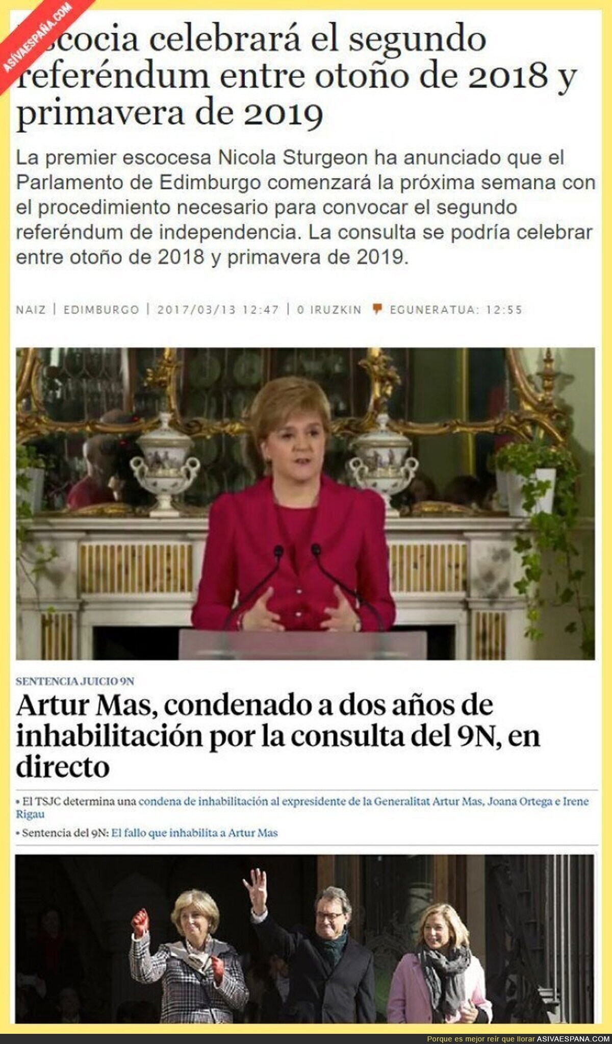 La diferencia de democracia entre España y Escocia