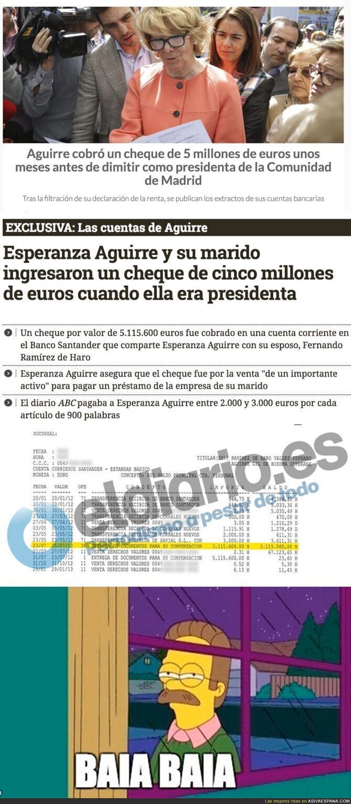 La gran cantidad de dinero que ingresó Esperanza Aguirre antes de dimitir de la Comunidad de Madrid
