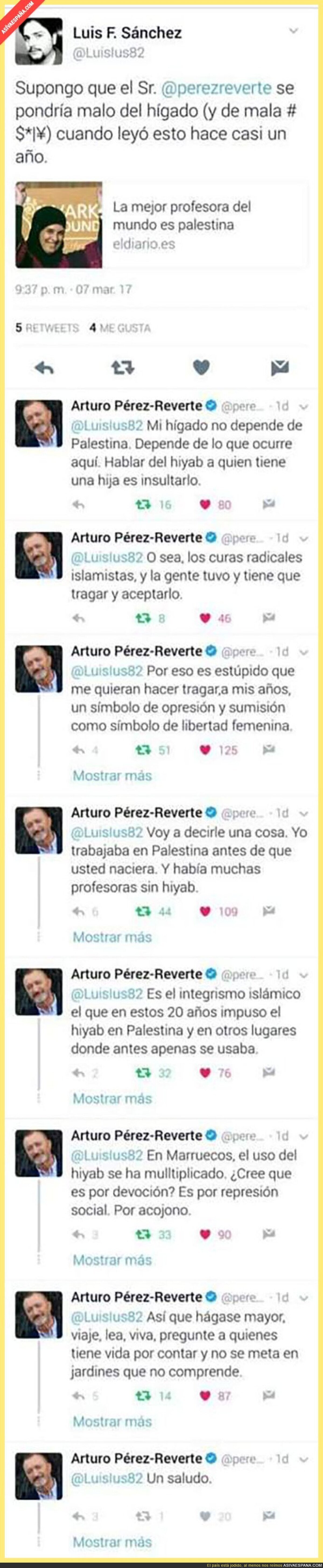 La tremenda sacada de Arturo Pérez-Reverte respondiendo a este tuit
