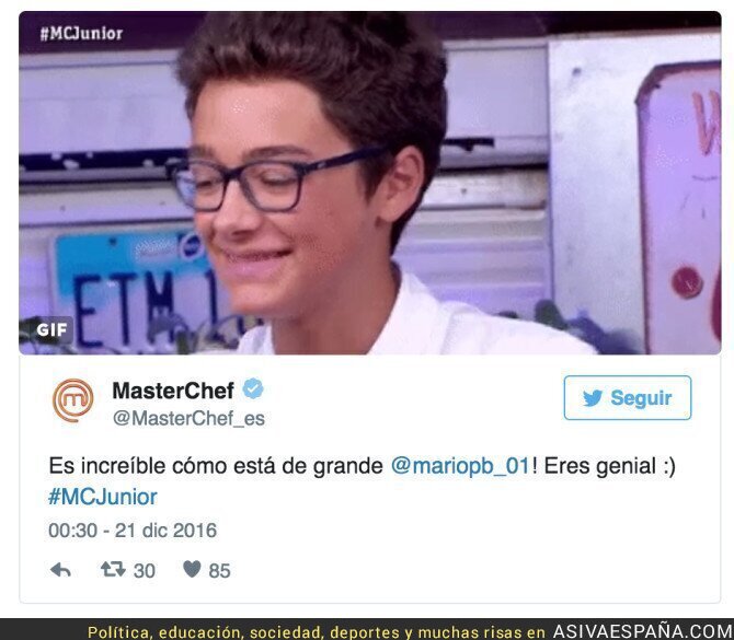 64596 - El increíble cambio físico de Mario, ganador de ‘MasterChef Junior 1’ reaparece hecho un hombr