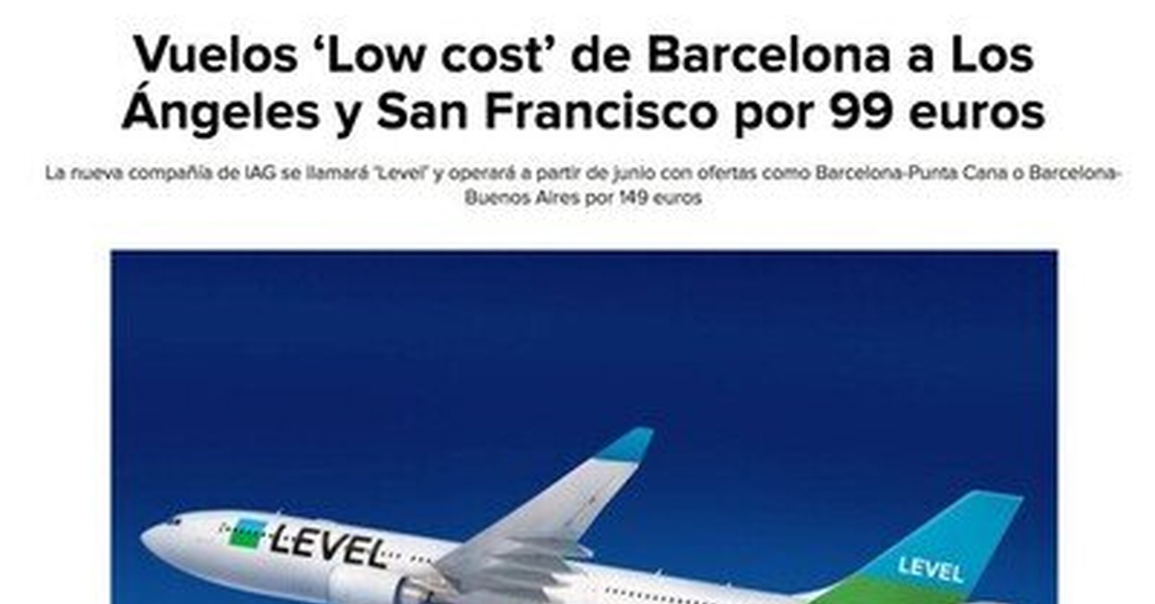 Resultado de imagen de level ofertas vuelos san francisco