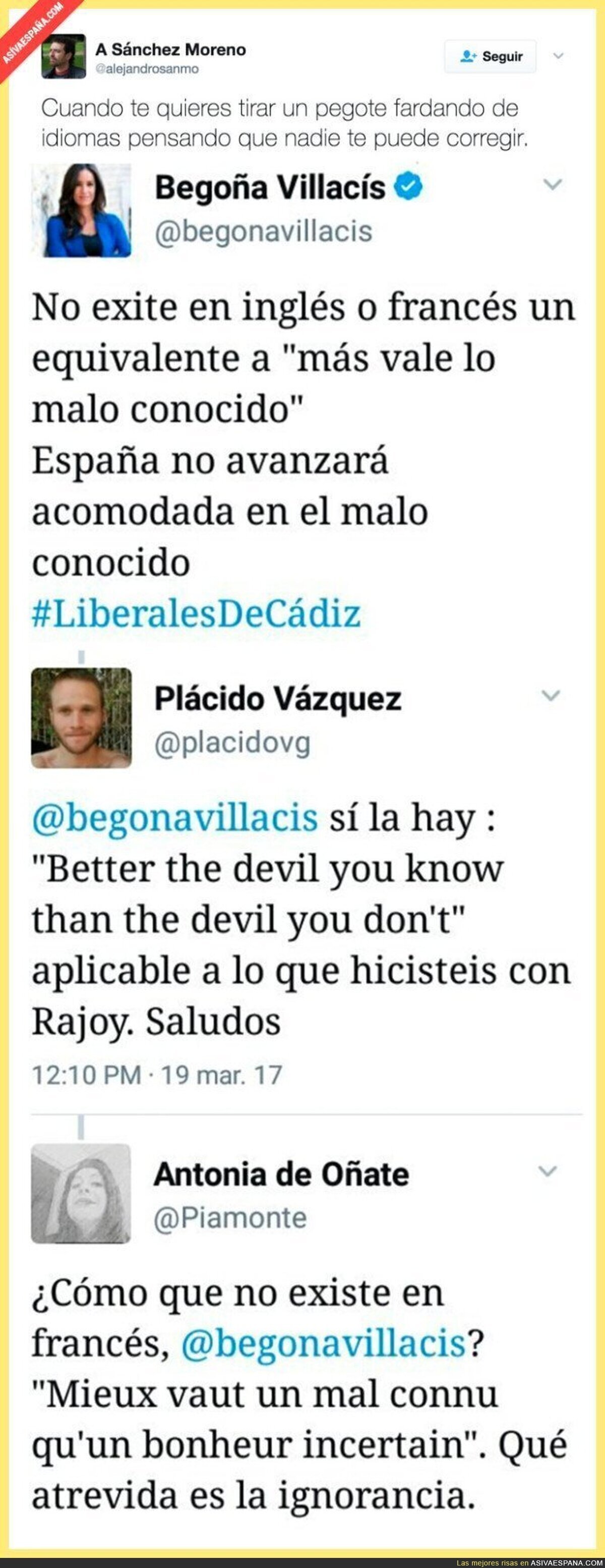 Begoña Villacís (Ciudadanos) se lleva un doble zasca tras este tuit sobre idiomas