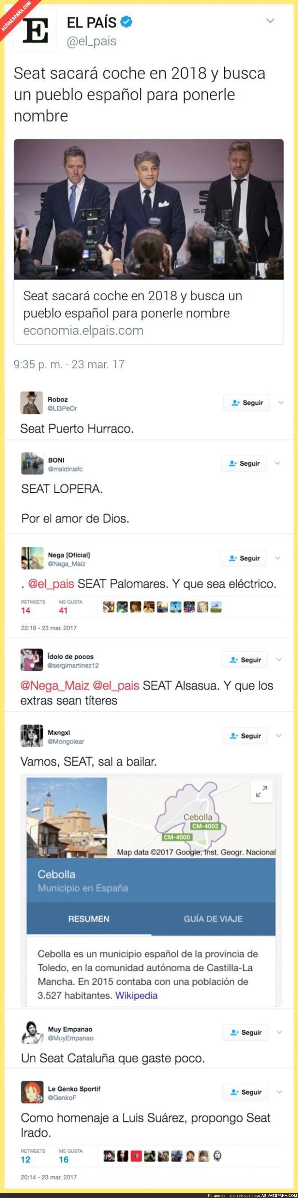 SEAT sacará coche en 2018 con nombre de un pueblo de España y Twitter ayuda aportando ideas genial