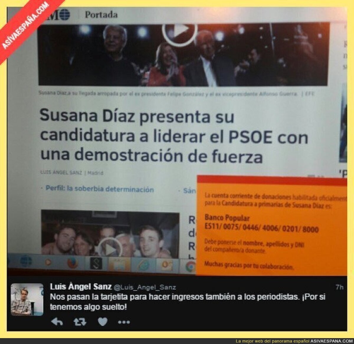 Apoya a Susana Díaz con donaciones a su cuenta del banco del Opus