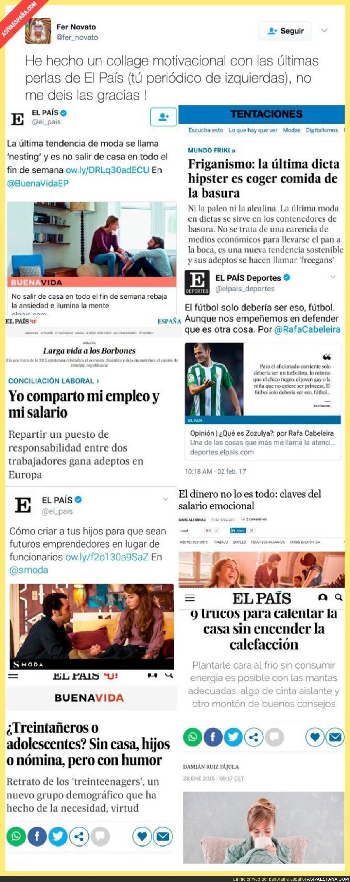 Los polémicos artículos de "El País" con los que pretenden que seas feliz siendo pobre