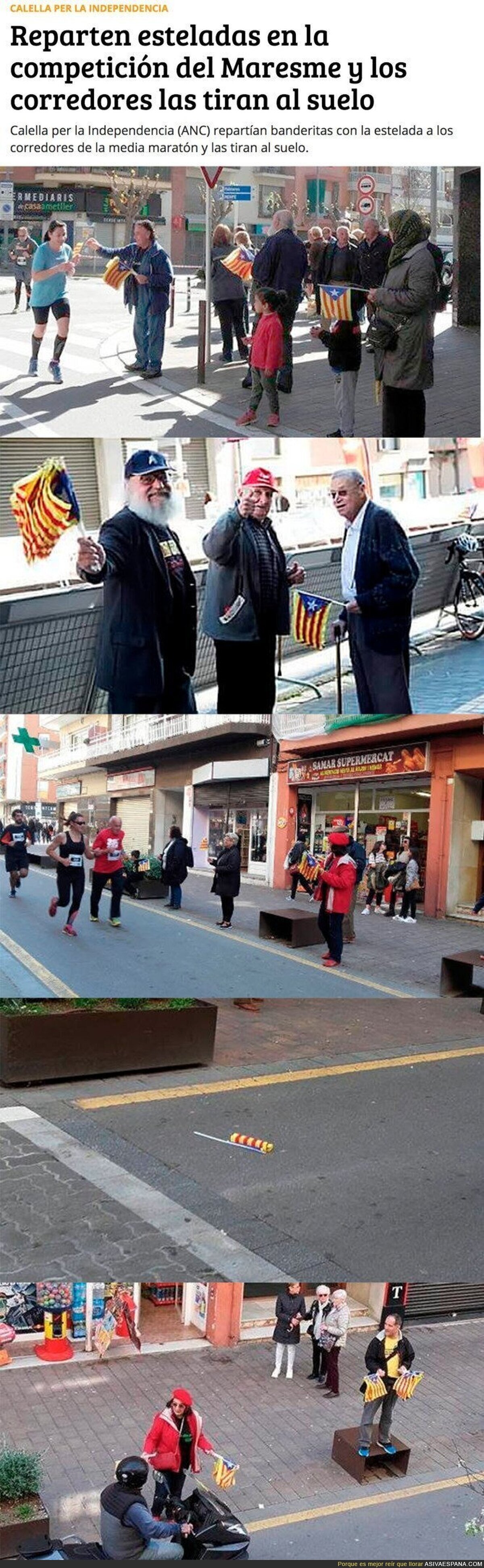 LAMENTABLE: la última ocurrencia de los independentistas catalanes en una maratón del Maresme