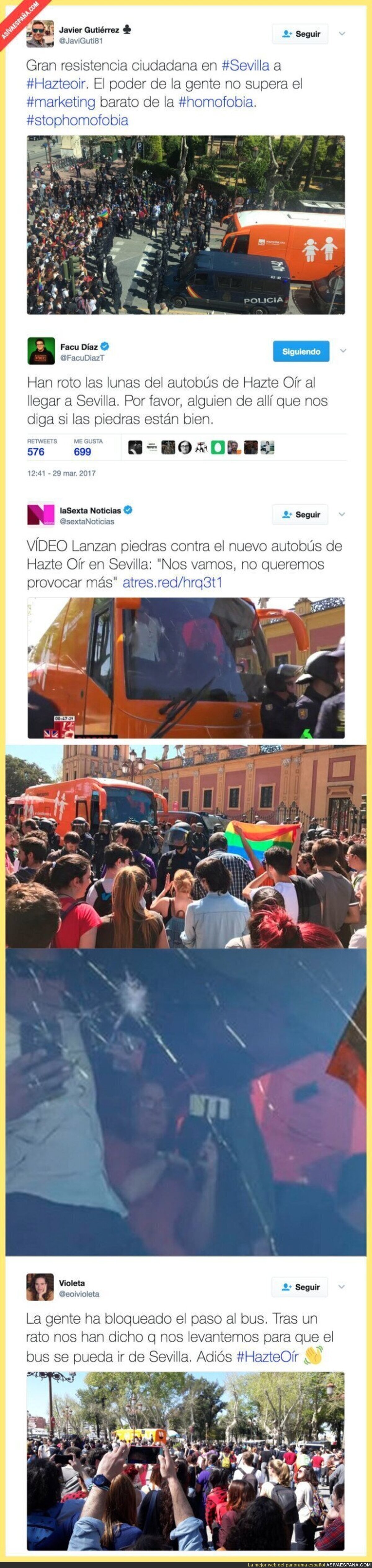 ÚLTIMA HORA: Han recibido a pedradas al autobús de 'HazteOír' en Sevilla