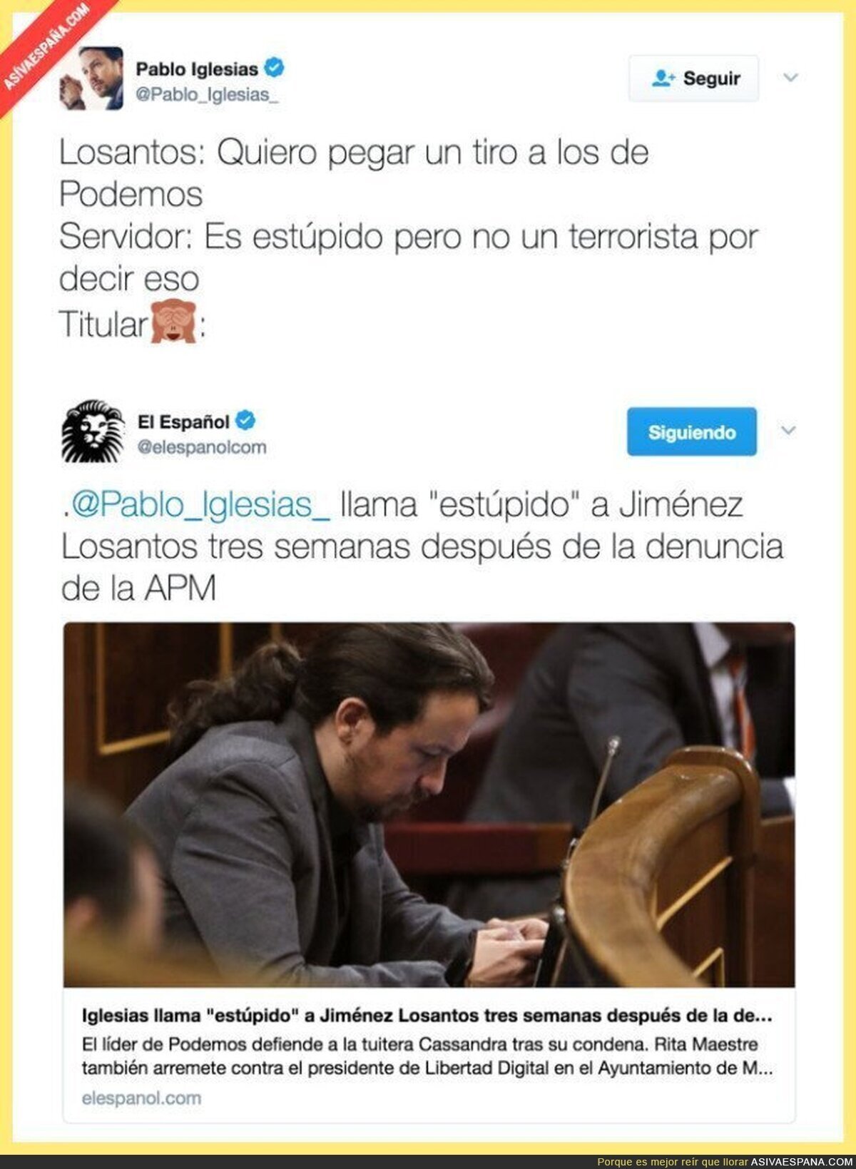 Pablo Iglesias deja retratado al diario 'El Español' tras publicar esta noticia