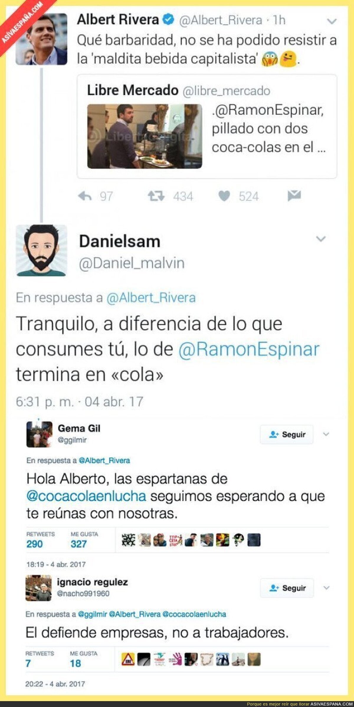 Albert Rivera reacciona ante la noticia de Ramón Espinar y le responden así por ir de gracioso