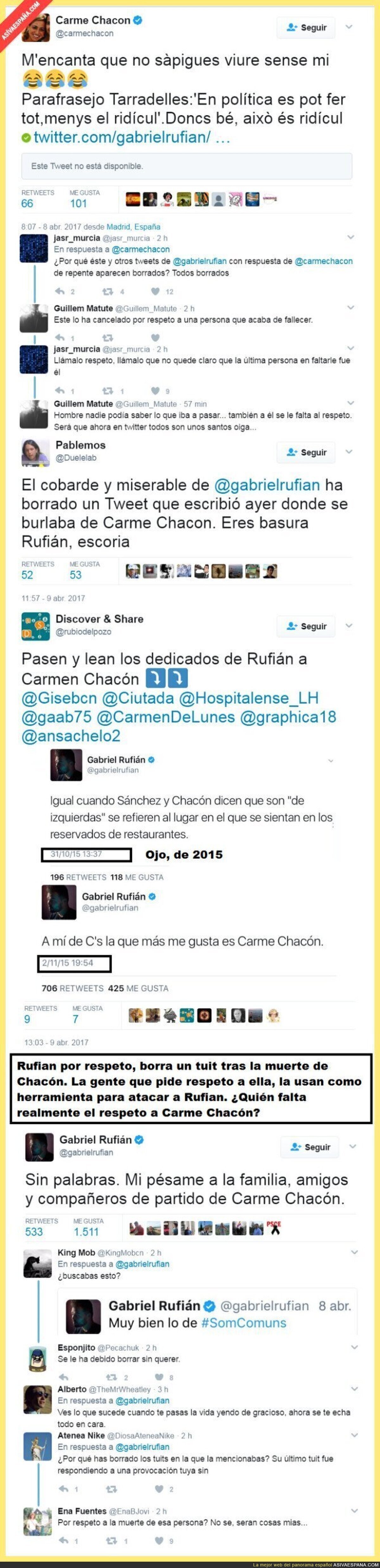 Aprovechan la muerte de Carme Chacón para atacar a Gabriel Rufián