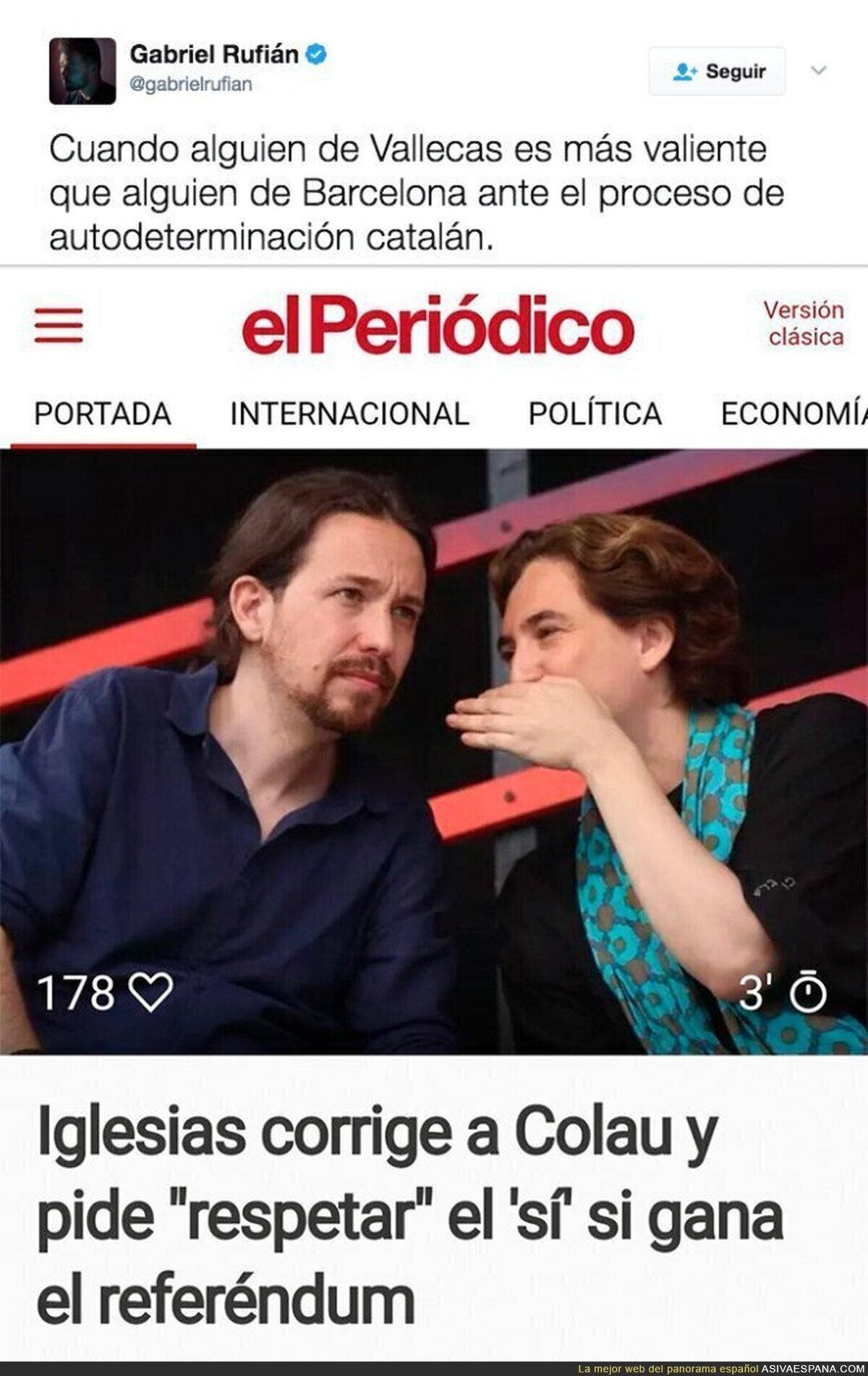 Gabriel Rufián usa a Pablo Iglesias para pegarle un ZASCA a Ada Colau