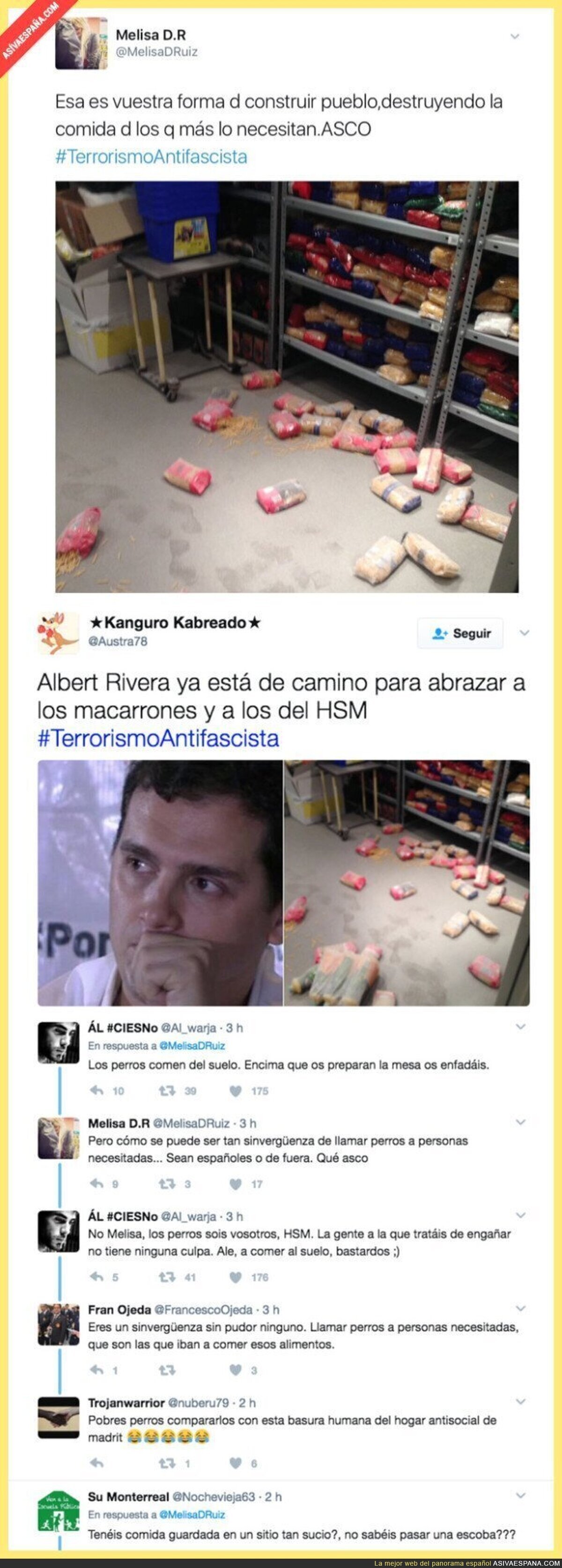 A los de Hogar Social Madrid se les cae la compra al suelo y crean un escándalo antifascista