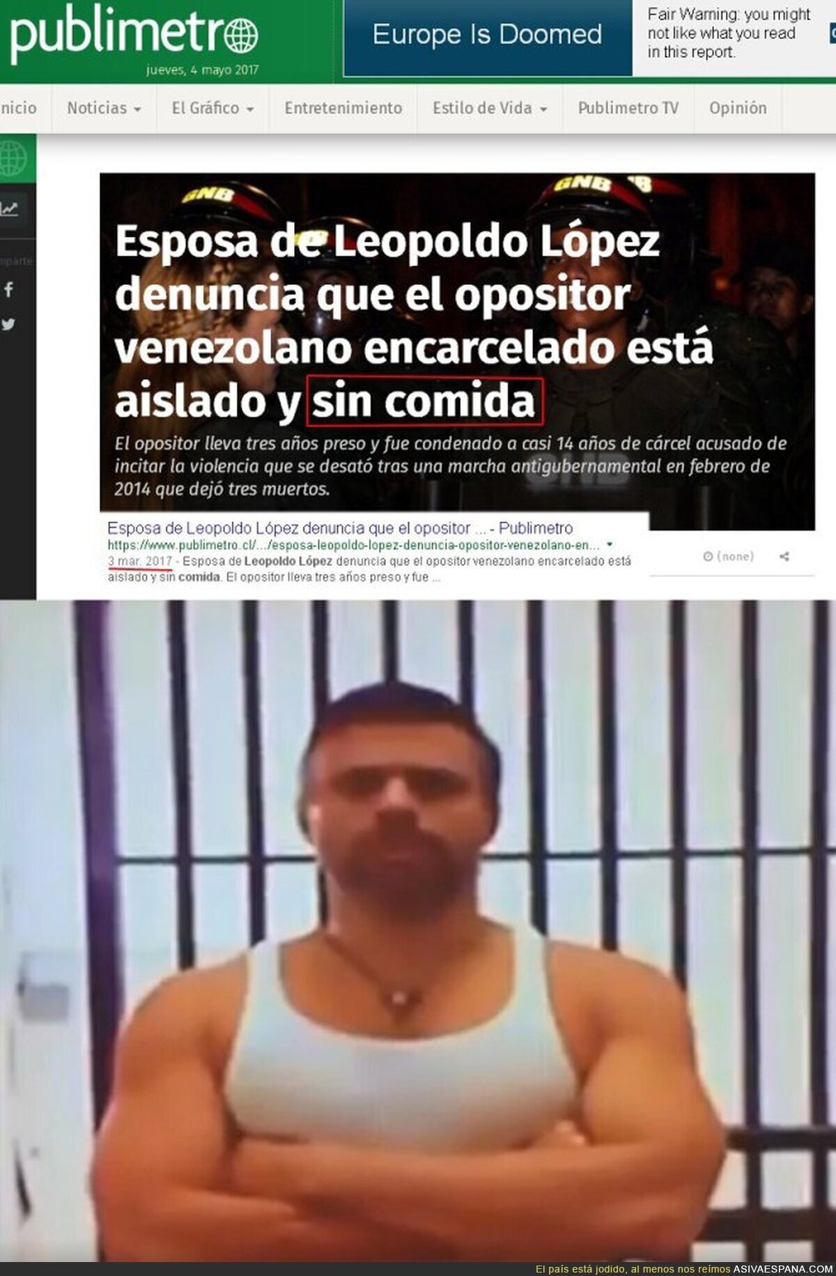 Lilian Tintori denunció que Leopoldo López no tenía comida en la cárcel y así está realmente