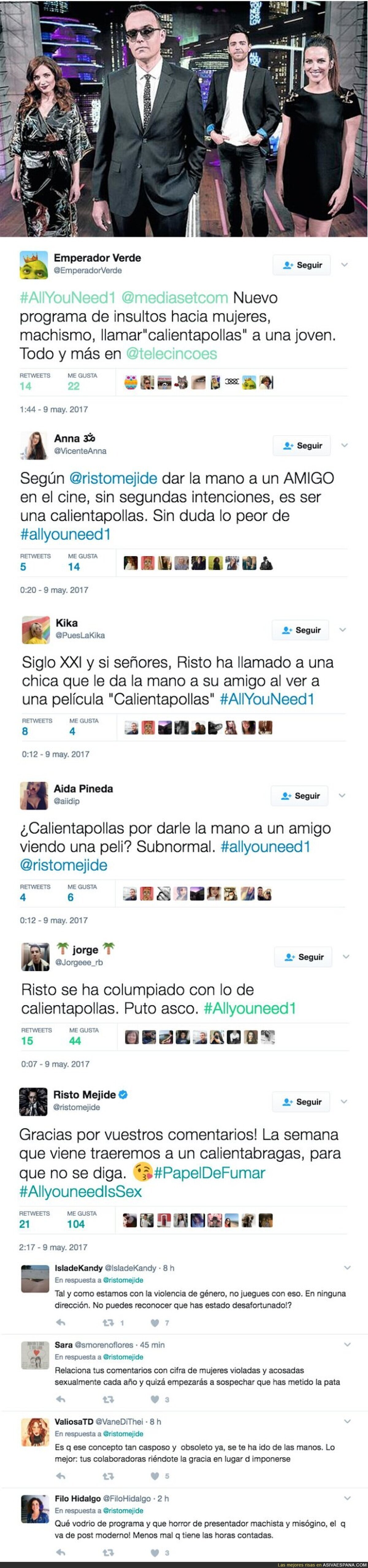 Las críticas a Risto Mejide por llamarle esto a una mujer en su nuevo programa del amor