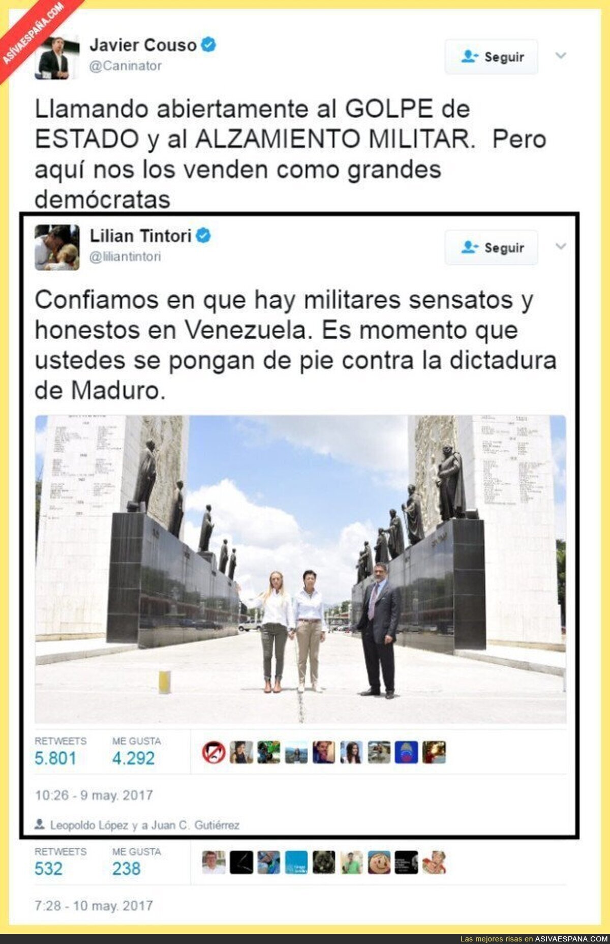 Los demócratas revolucionarios opositores y patriotas de bien, de Venezuela.