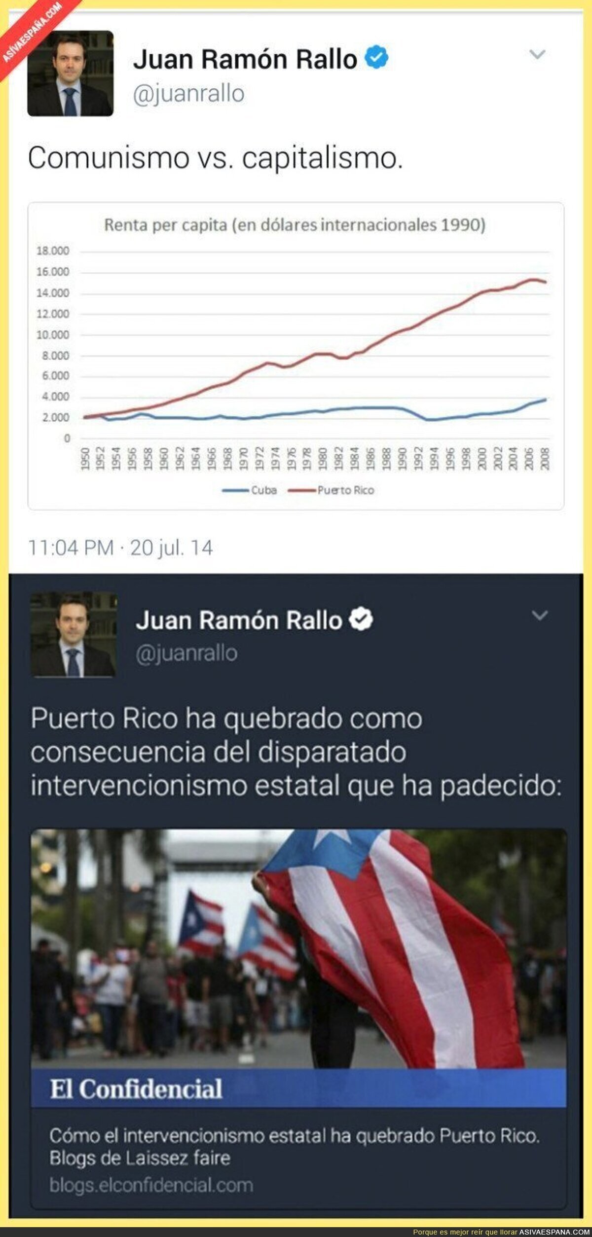 Juan Rallo haciendo el ridículo después de la quiebra de Puerto Rico