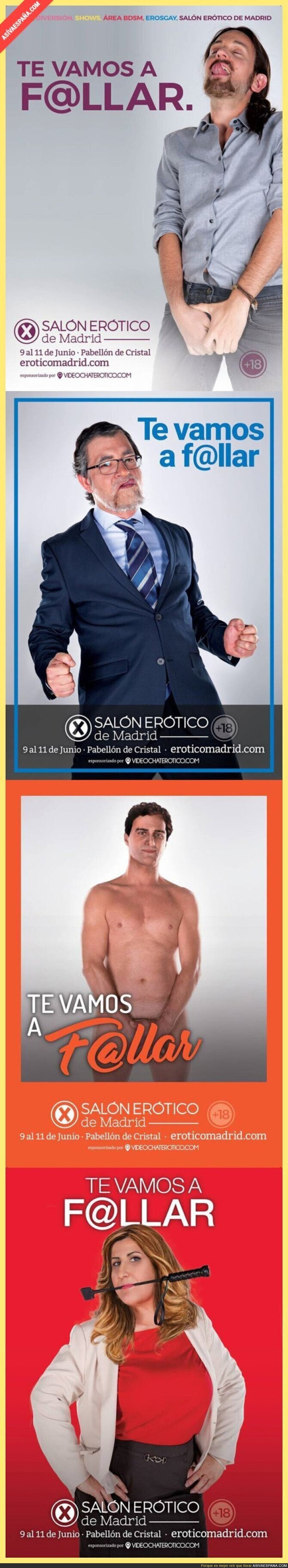 El Salón Erótico de Madrid usa a nuestros políticos para sus carteles