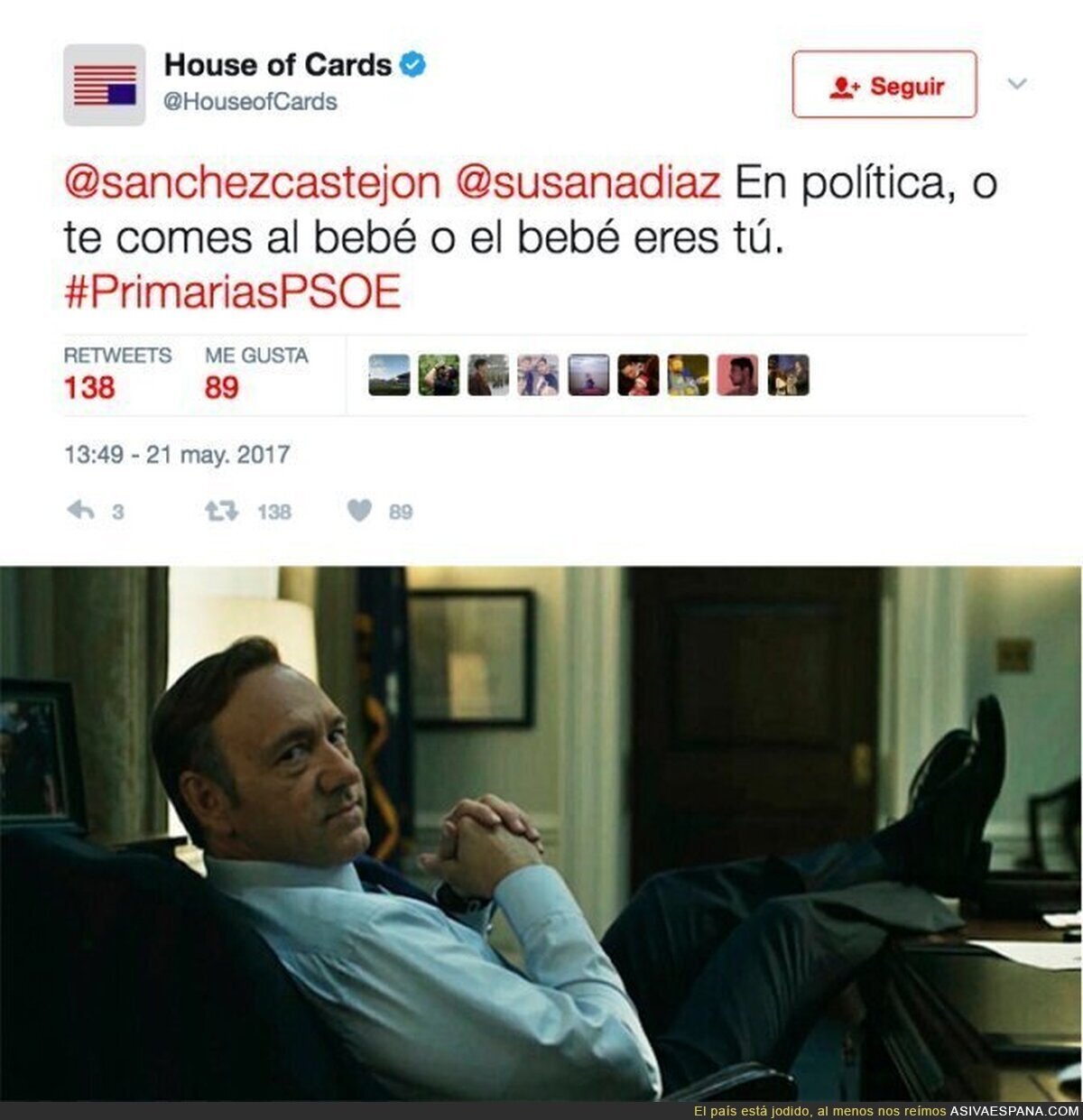 'House of Cards' le da un consejo a Pedro Sánchez y Susana Díaz el día de las Primarias del PSOE