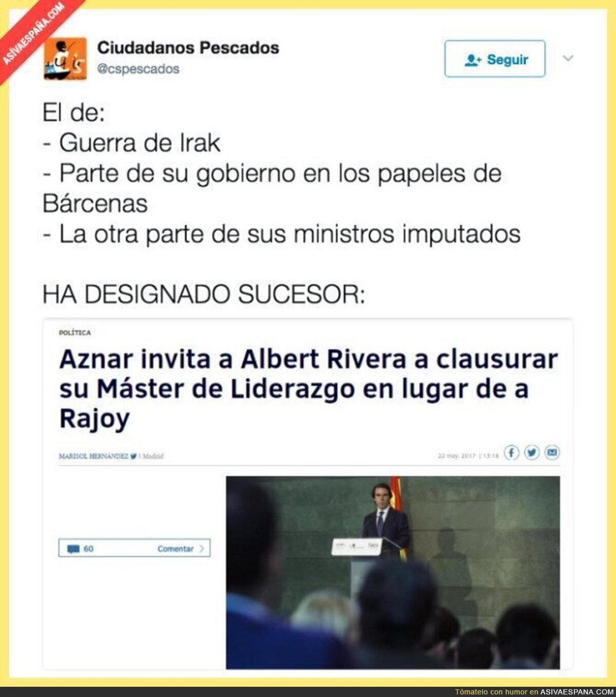 Aznar ya tiene sucesor y no te sorprenderá el elegido