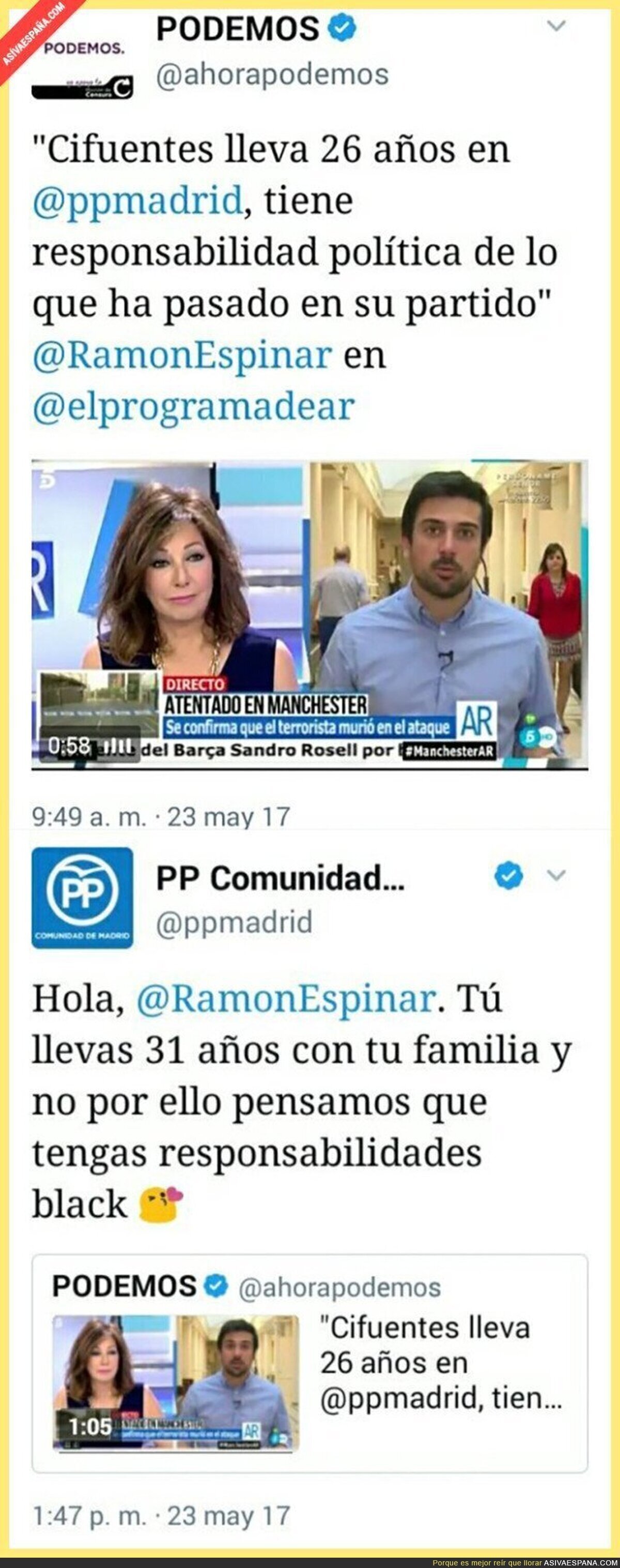 ZASCA elegante del Partido Popular a Ramón Espinar tras sus últimas declaraciones