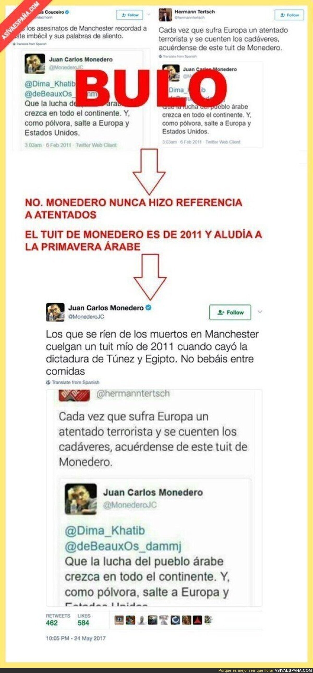 La explicación del tuit que corre por internet de Monedero en 2011